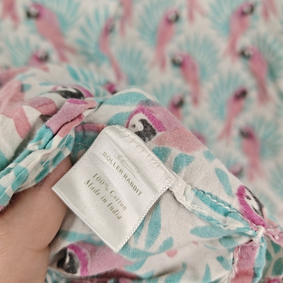Roberta Roller Rabbit Parrot Printed Pajama Button Up Shirt Size LG Women's - Picture 12 of 12